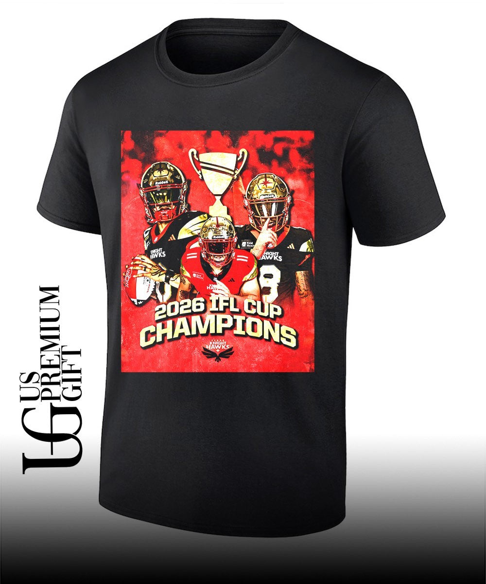 Vegas Knight Hawks Indoor Football League Champions 2026 poster shirt Unisex T-shirt, Sweatshirt, Hoodie, Long Sleeve Tee - T-Shirt, Sweatshirt, Hoodie