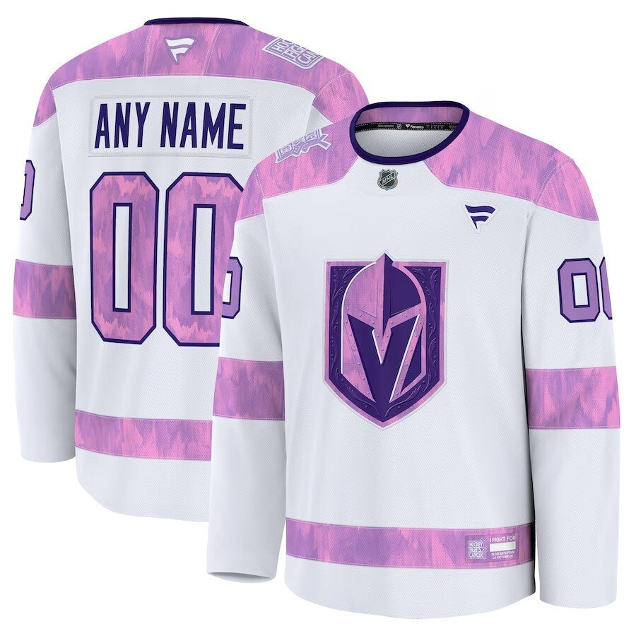 Vegas Golden Knights Fanatics 2024 Hockey Fights Cancer Custom Practice Jersey - White Hockey Jersey hockey jersey product view 1