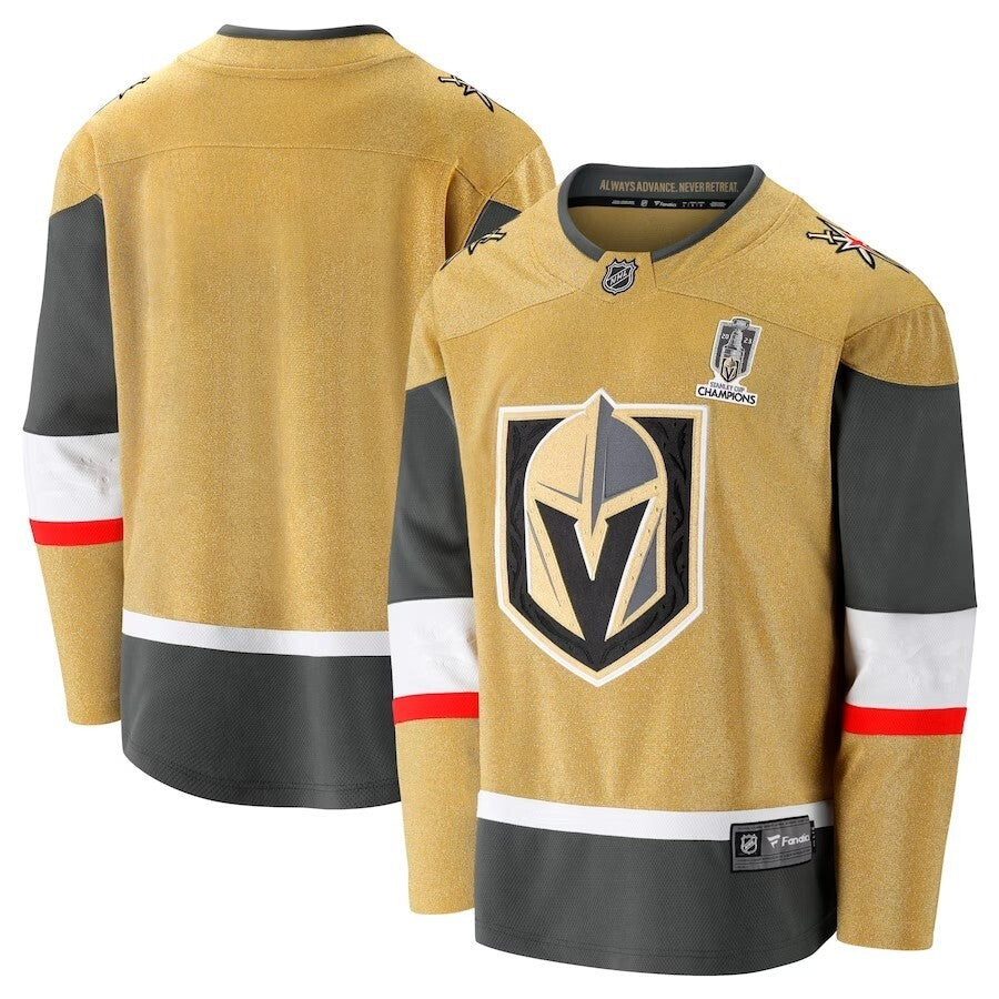 Vegas Golden Knights Fanatics Branded 2023 Stanley Cup Champions Home Breakaway Jersey - Gold hockey jersey product view 1