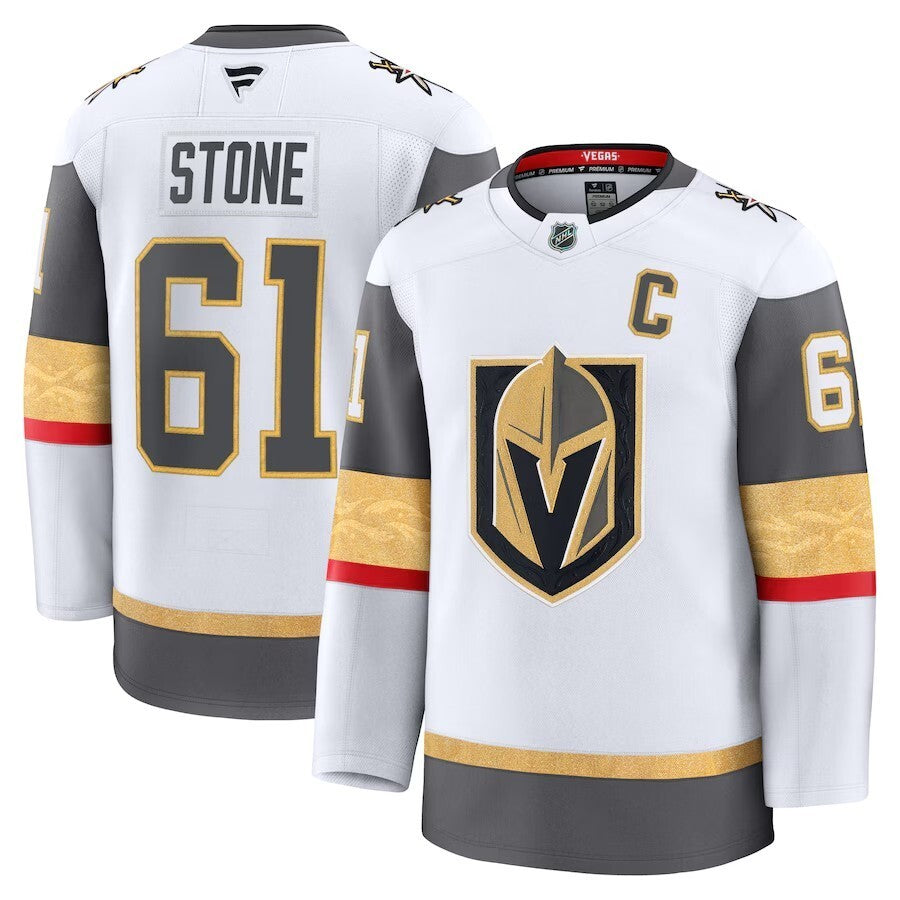 Vegas Golden Knights #61 Mark Stone Away Premium Jersey - White Hockey Jersey hockey jersey product view 1