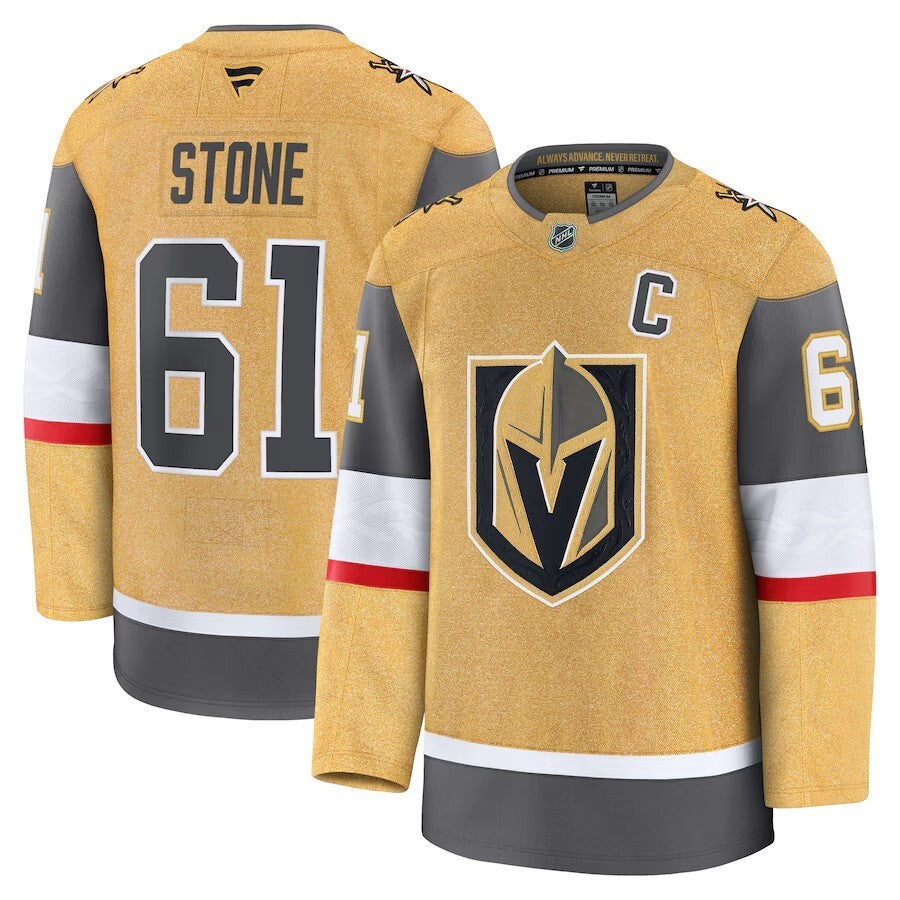 Vegas Golden Knights #61 Mark Stone Home Premium Jersey - Gold Hockey Jersey hockey jersey product view 1
