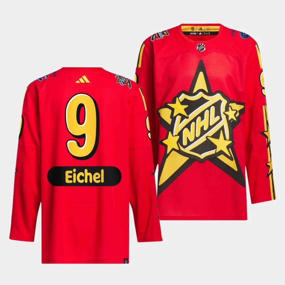 Vegas Golden Knights #9 Jack Eichel 2024 NHL All-Star Game Red Hockey Jersey hockey jersey product view 1