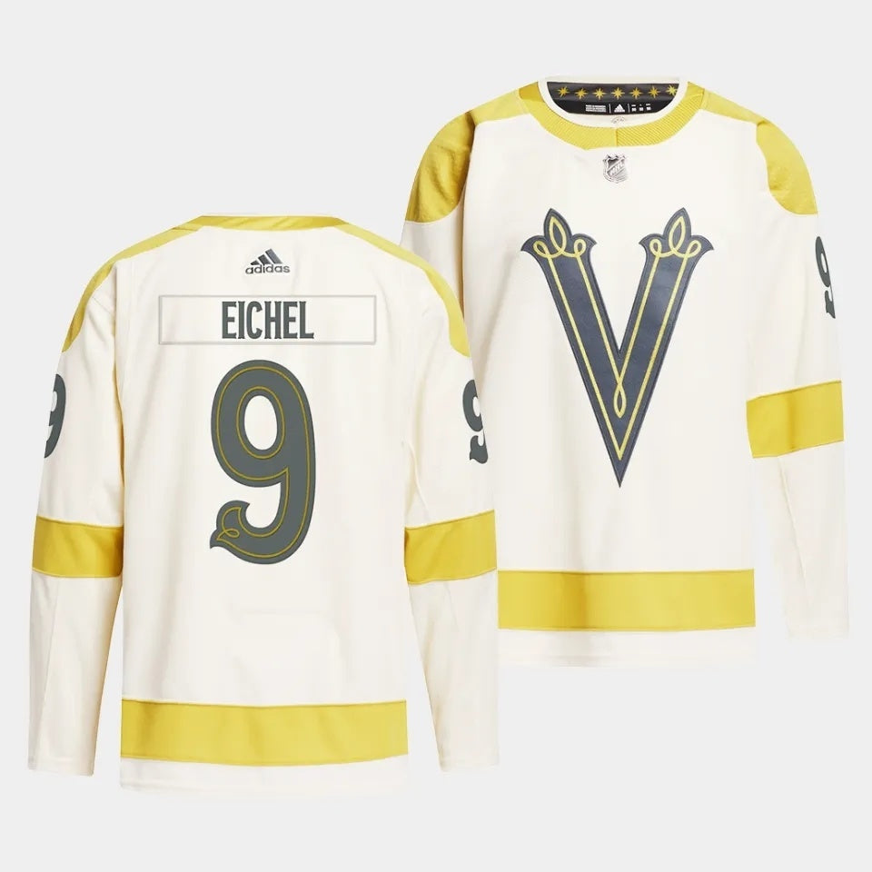Vegas Golden Knights #9 Jack Eichel 2024 NHL Winter Classic Jersey - Cream Hockey Jersey hockey jersey product view 1