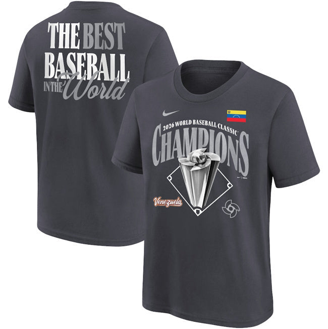 Venezuela Baseball Charcoal 2026 World Baseball Classic Champions Locker Room Baseball Jersey baseball jersey product view 1