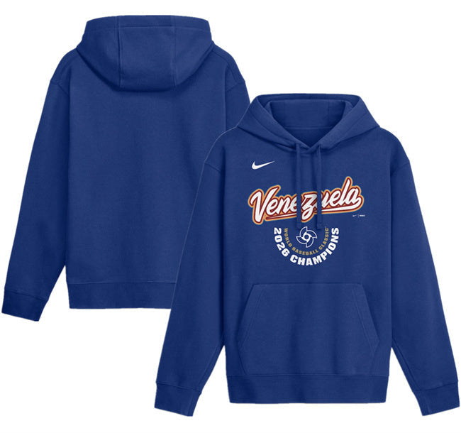 Venezuela Baseball Royal 2026 World Baseball Classic Champions Arched Logo Hoodie Baseball Jersey baseball jersey product view 1