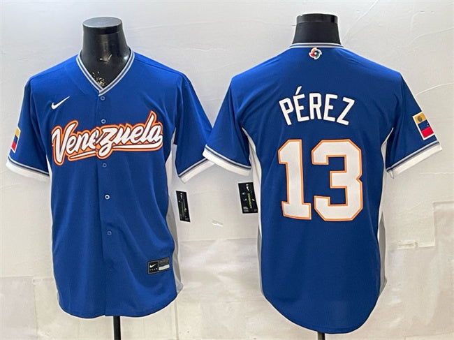 Venezuela Baseball #13 Salvador Pérez Royal 2026 World Baseball Classic Road Basketball Jersey baseball jersey product view 1