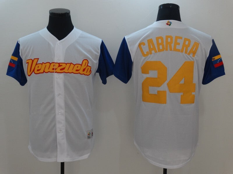 Venezuela #24 Cabrera Adult 2 Baseball Jersey baseball jersey product view 1