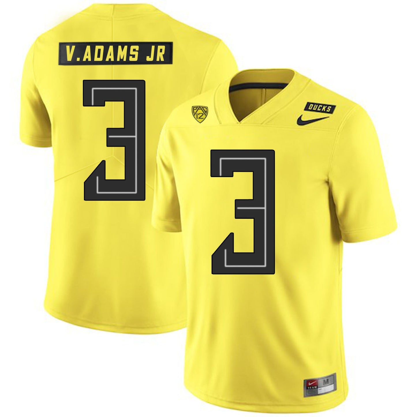 Vernon Adams Jr 3 Yellow College Football Jersey football jersey product view 1