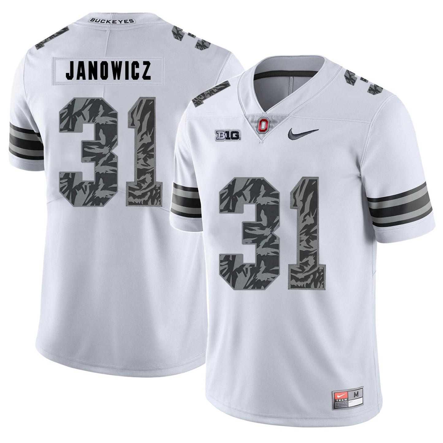 Vic Janowicz 31 Pattern White College Football Jersey football jersey product view 1