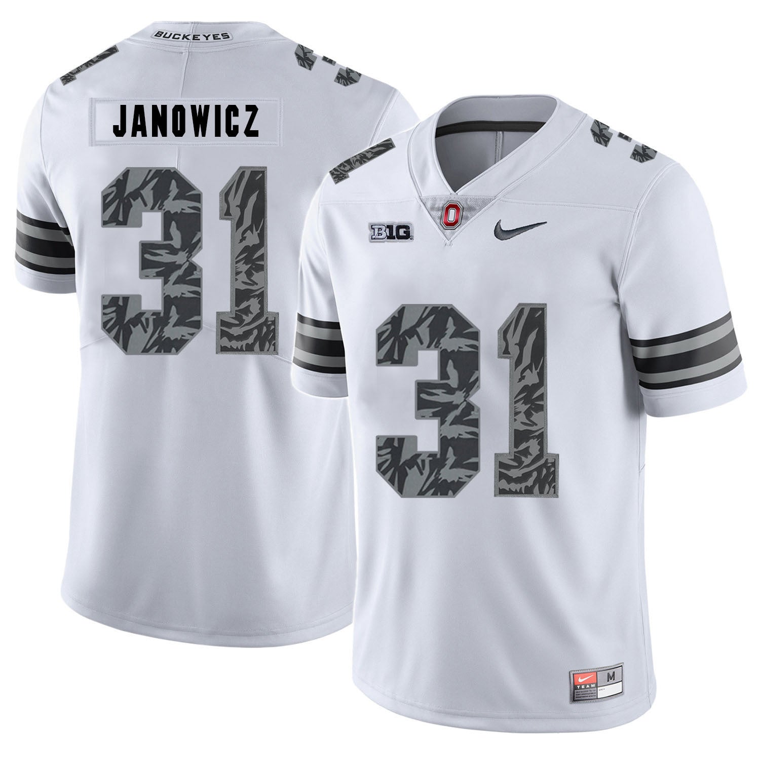 Vic Janowicz 31 Pattern White College Football Jersey football jersey product view 1
