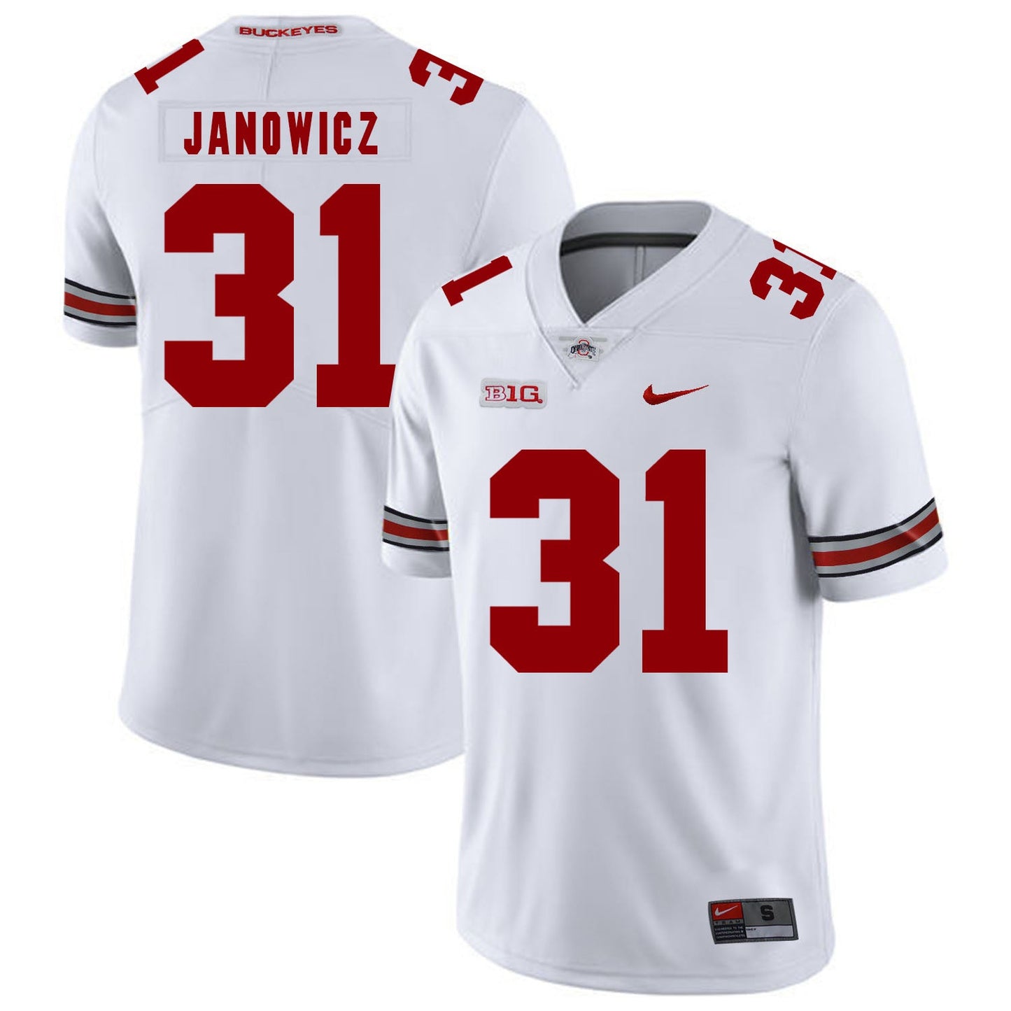 Vic Janowicz 31 White College Football Jersey football jersey product view 1