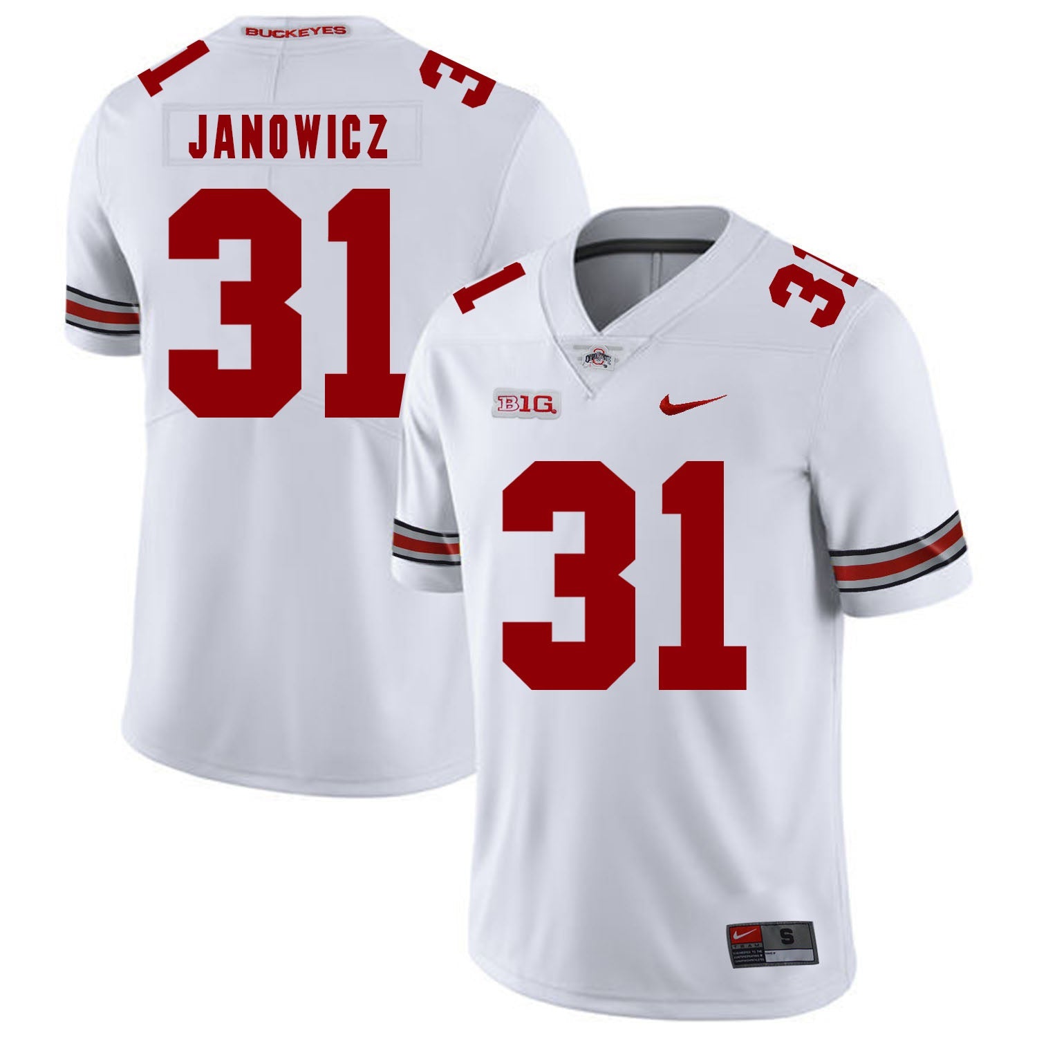 Vic Janowicz 31 White College Football Jersey football jersey product view 1