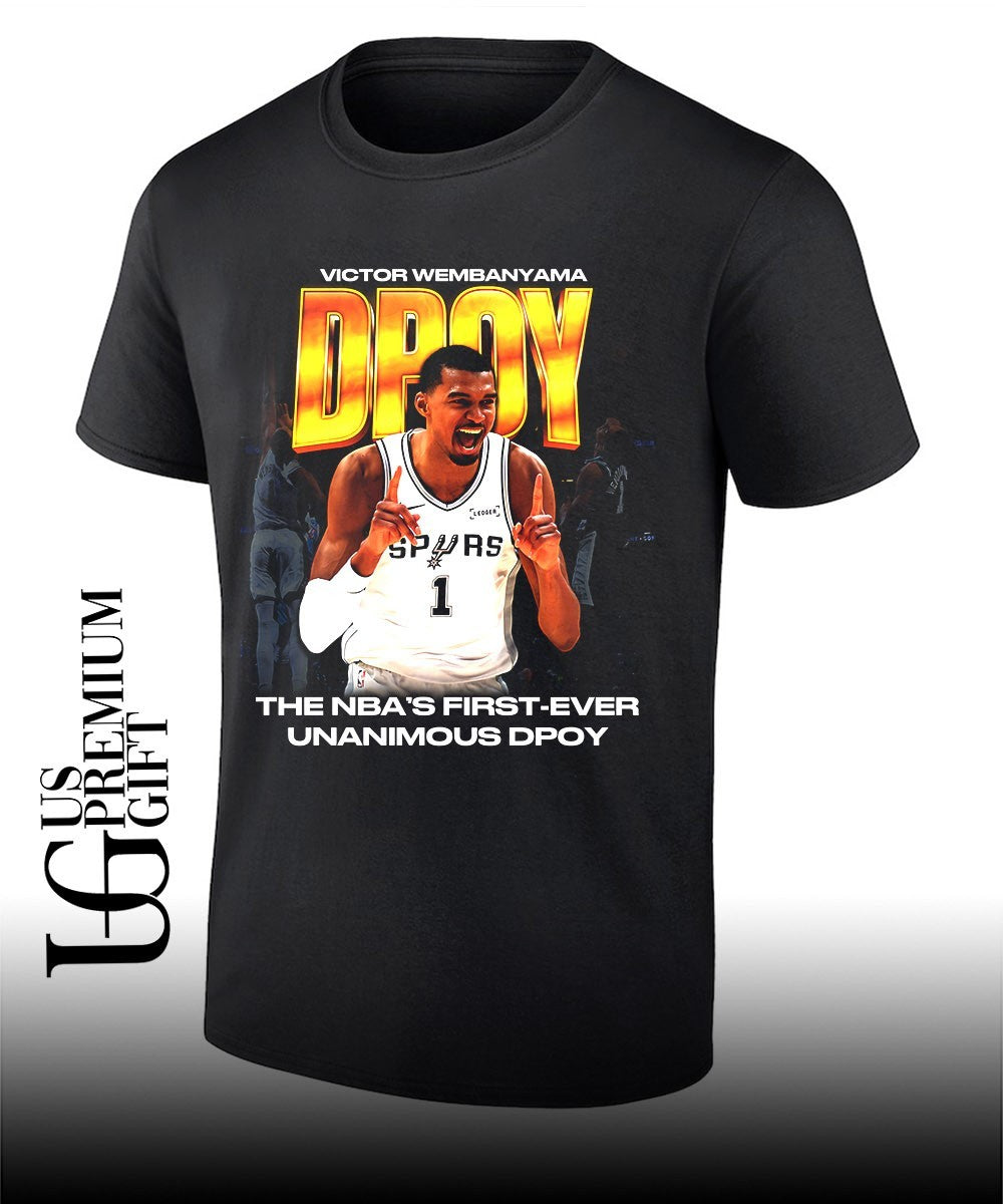 Victor Wembanyama DPOY San Antonio Spurs NBA First Ever Unanimous shirt Unisex T-shirt, Sweatshirt, Hoodie, Long Sleeve Tee - T-Shirt, Sweatshirt, Hoodie