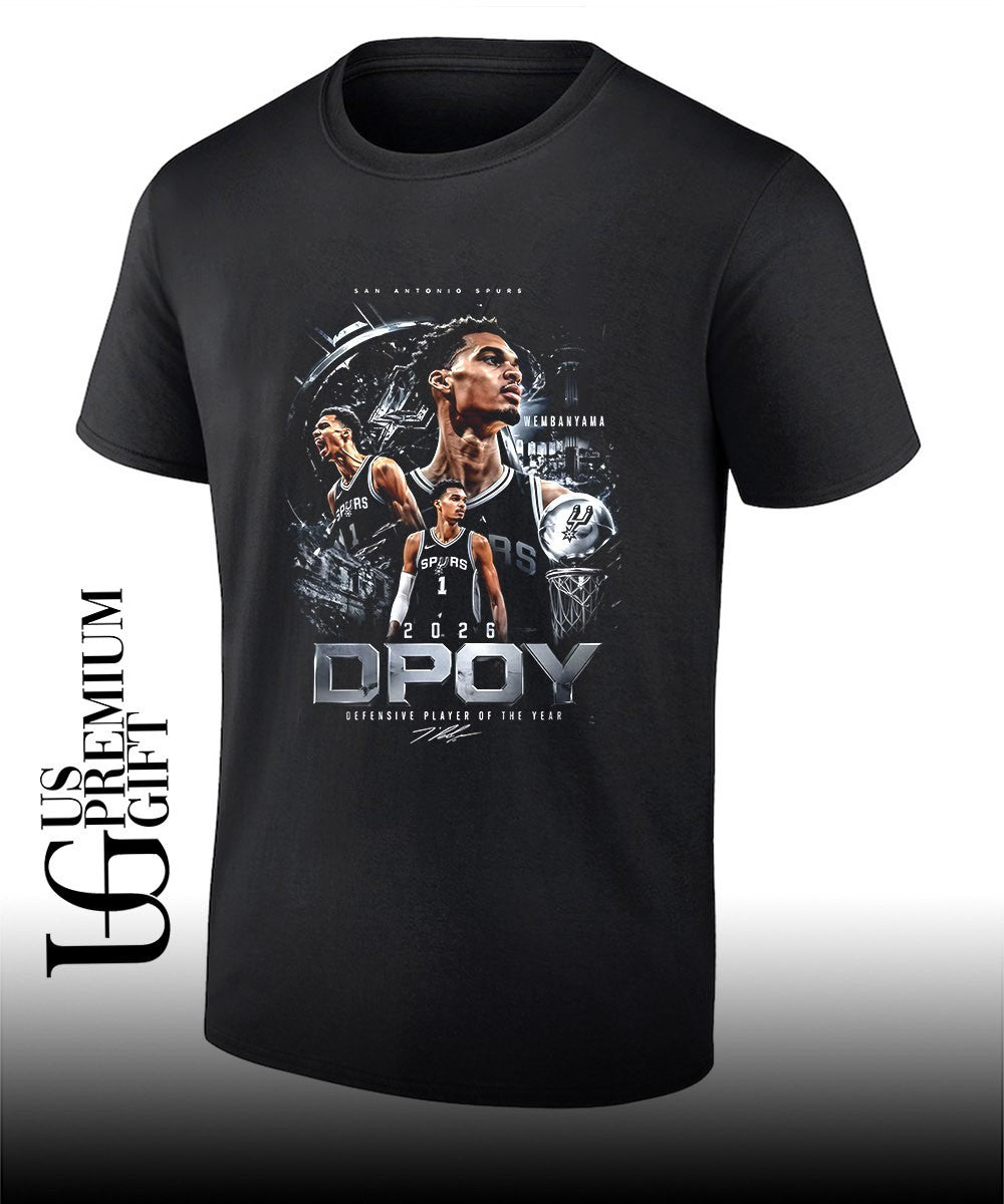 Victor Wembanyama San Antonio Spurs Dpoy Defensive Player Of The Year 2026 graphic shirt Unisex T-shirt, Sweatshirt, Hoodie, Long Sleeve Tee - T-Shirt, Sweatshirt, Hoodie
