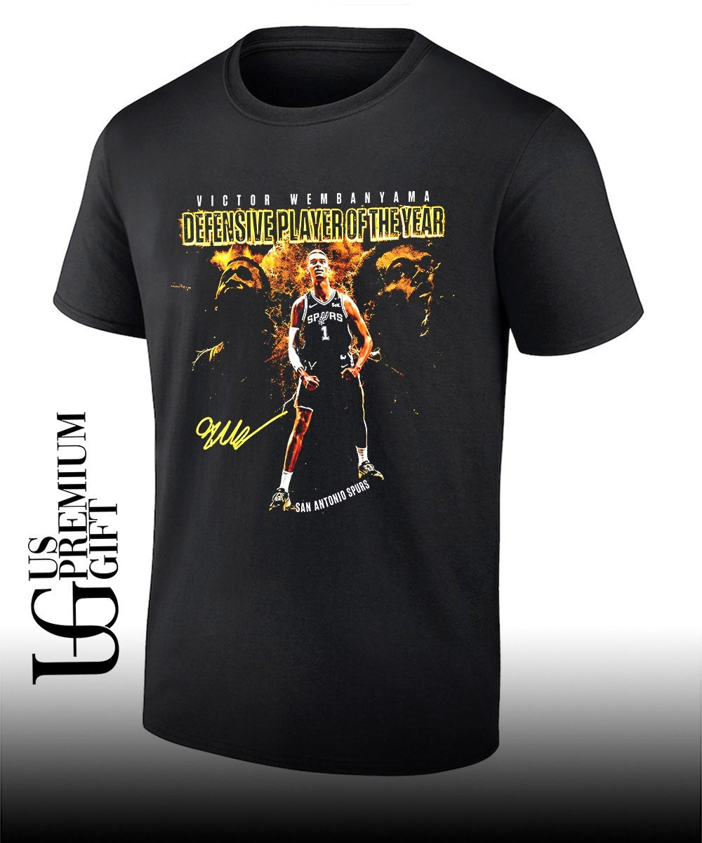 Victor Wembanyama San Antonio Spurs NBA Defensive Player of the Year signature shirt Unisex T-shirt, Sweatshirt, Hoodie, Long Sleeve Tee - T-Shirt, Sweatshirt, Hoodie