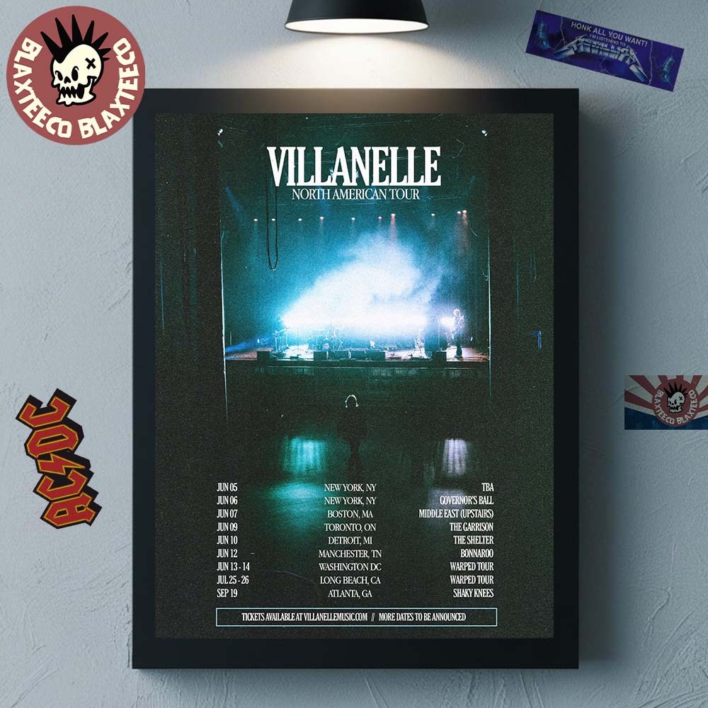 Villanelle North American Tour 2026 City Dates Poster Canvas Unisex T-shirt, Sweatshirt, Hoodie, Long Sleeve Tee - T-Shirt, Sweatshirt, Hoodie