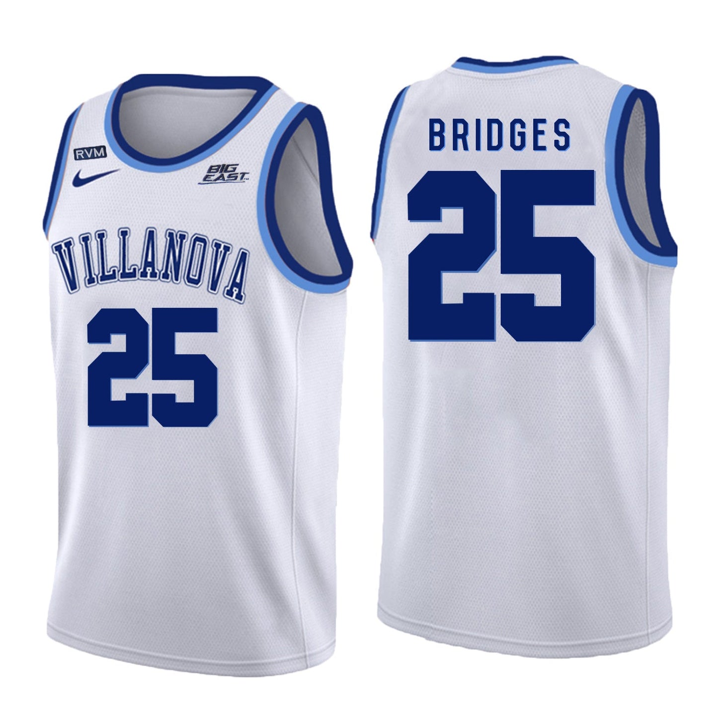 Villanova Wildcats Bridges 25 Crew Neck White College Football Jersey football jersey product view 1