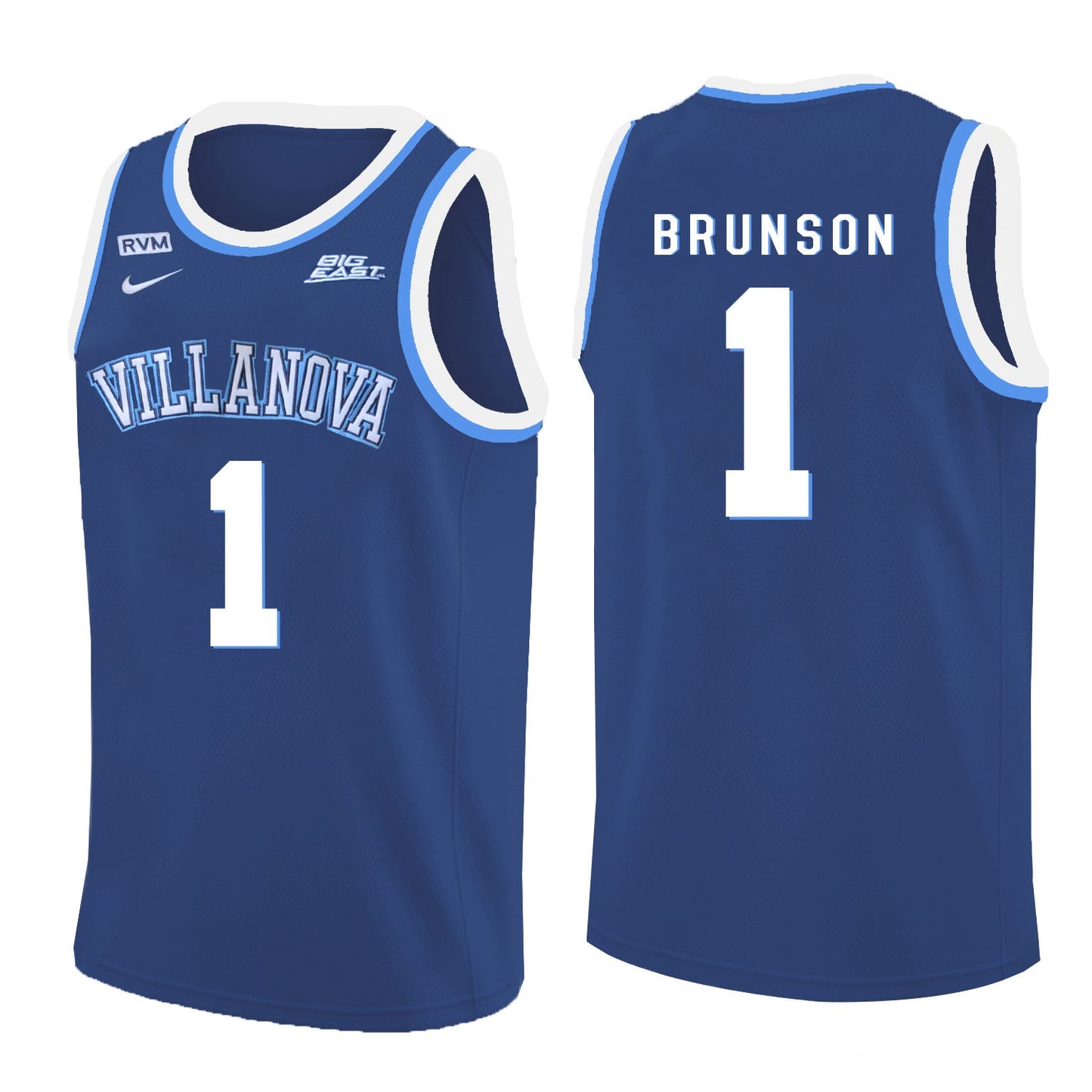 Villanova Wildcats Brunson 1 Crew Neck Navy College Football Jersey football jersey product view 1