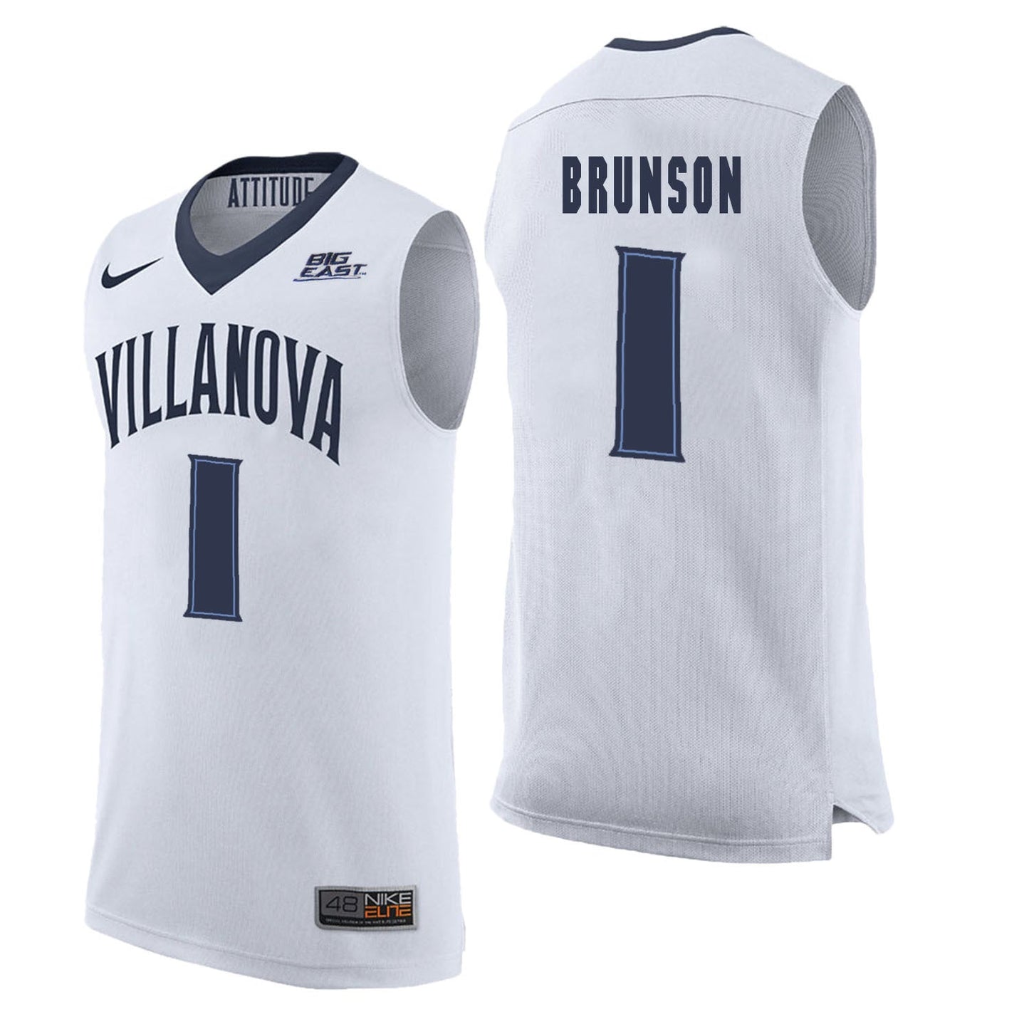 Villanova Wildcats Brunson 1 White College Football Jersey football jersey product view 1