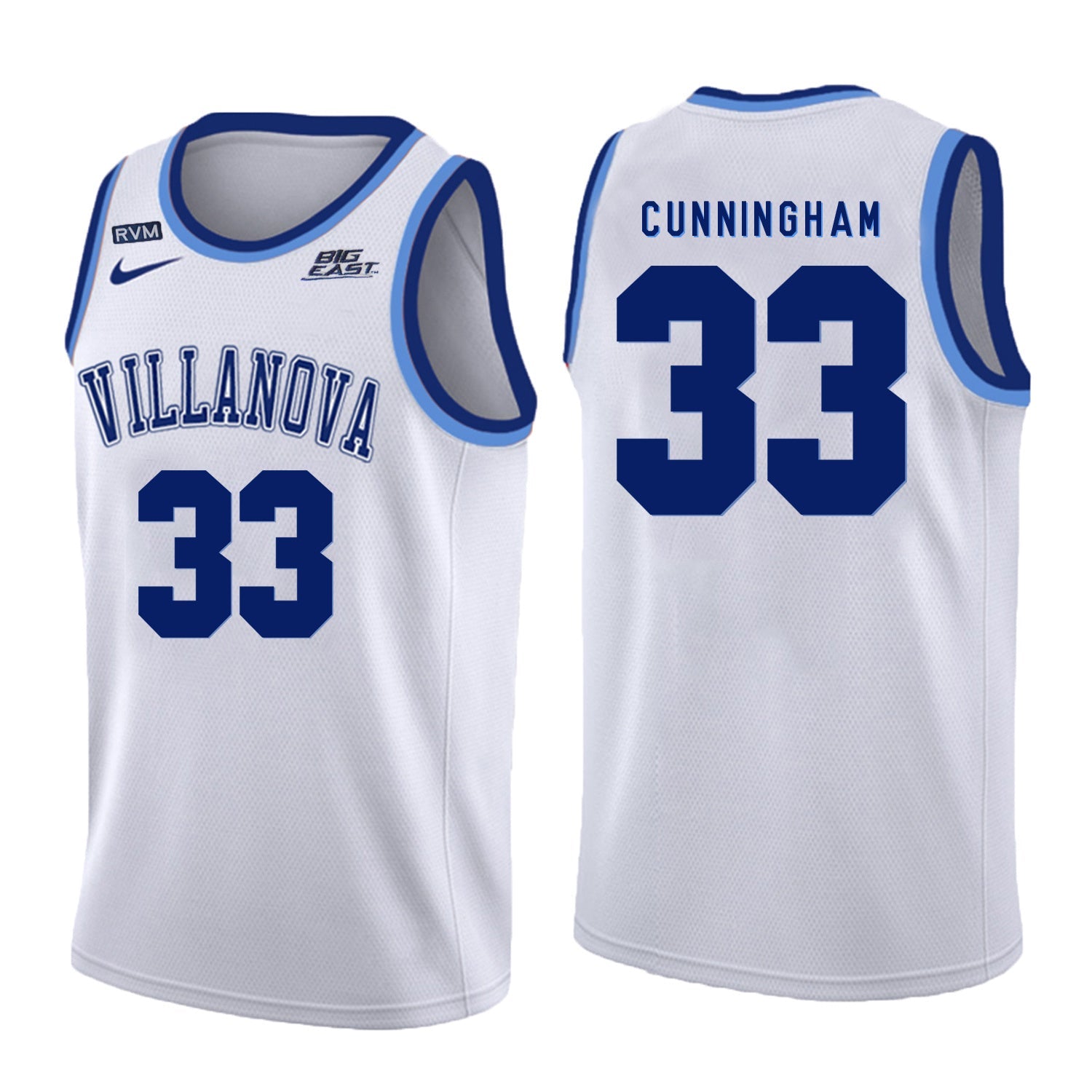 Villanova Wildcats Cunningham 33 Crew Neck White College Football Jersey football jersey product view 1