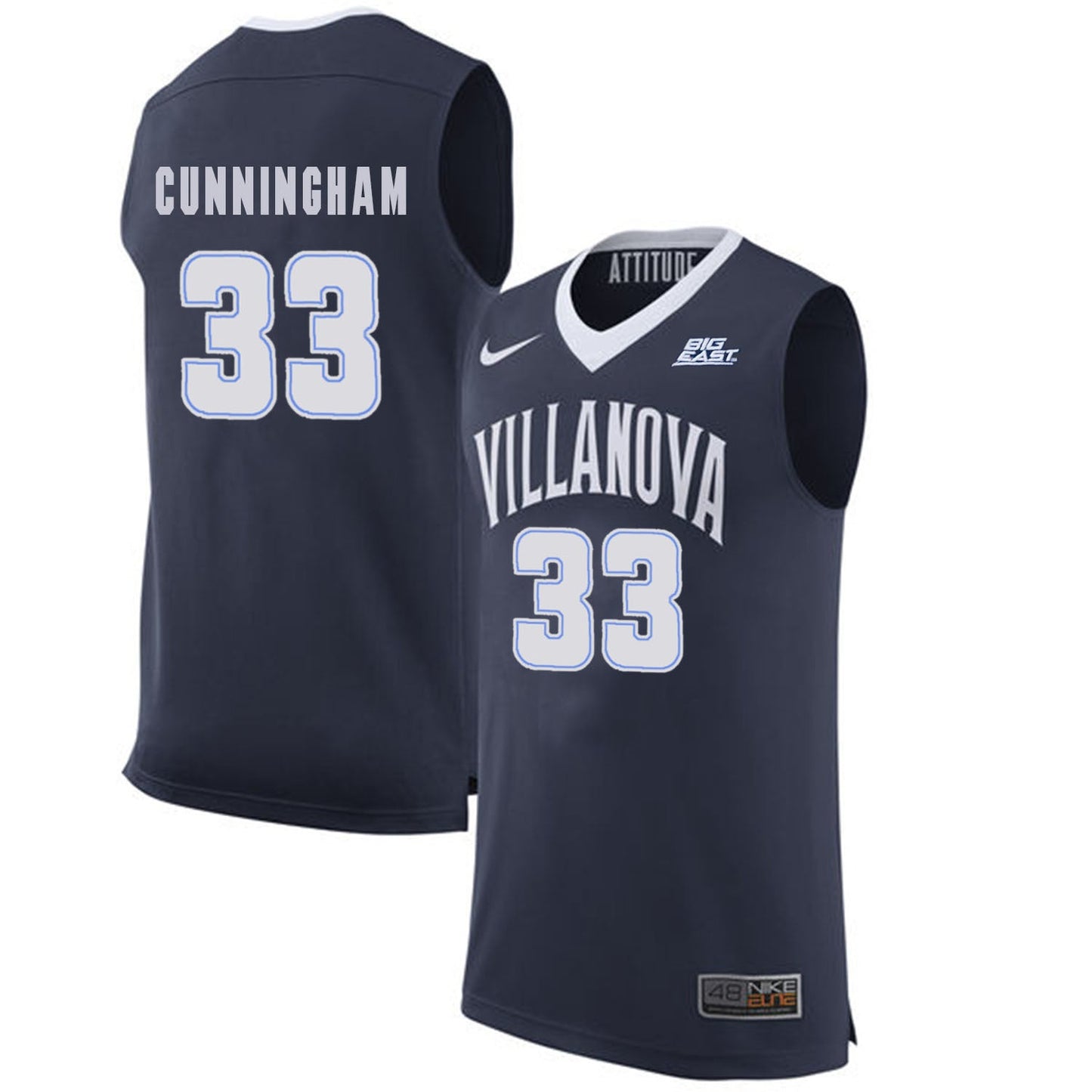 Villanova Wildcats Cunningham 33 Navy College Football Jersey football jersey product view 1