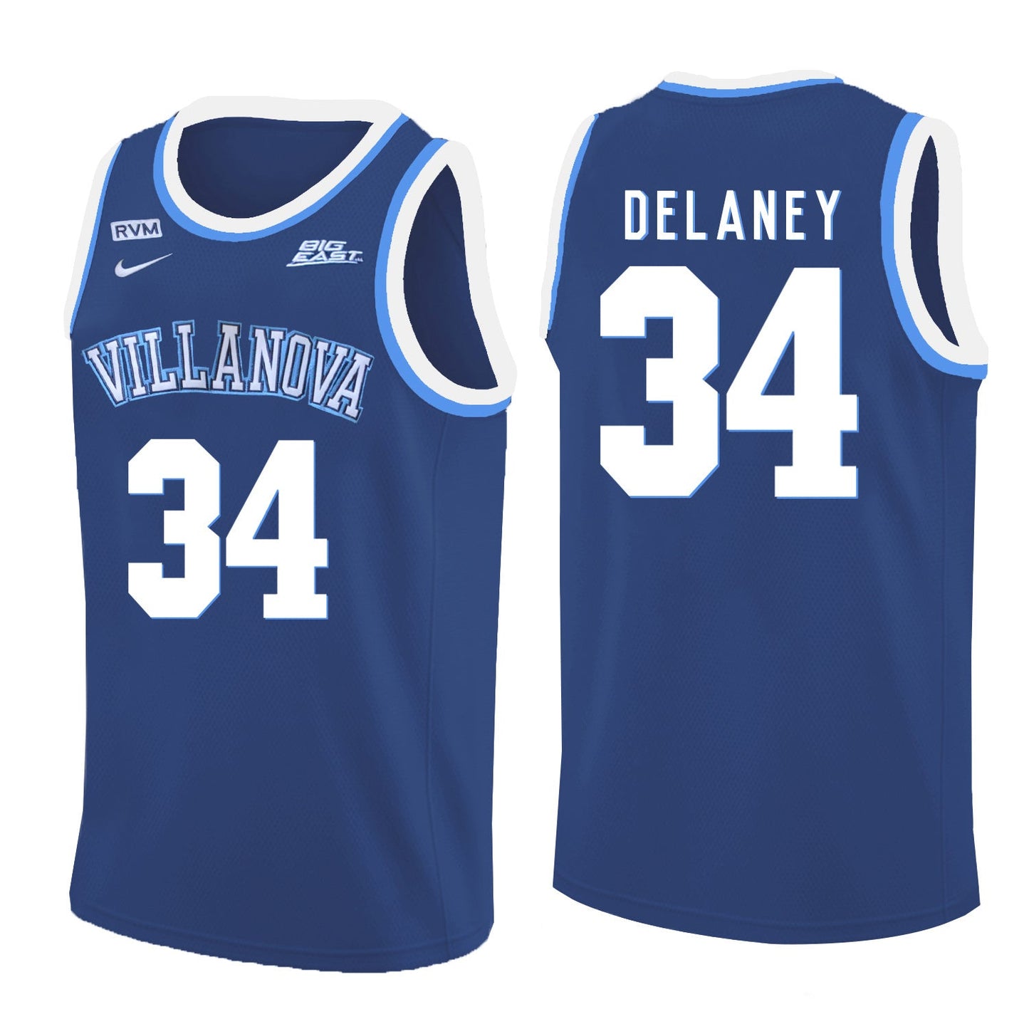 Villanova Wildcats Delaney 34 Crew Neck Navy College Football Jersey football jersey product view 1