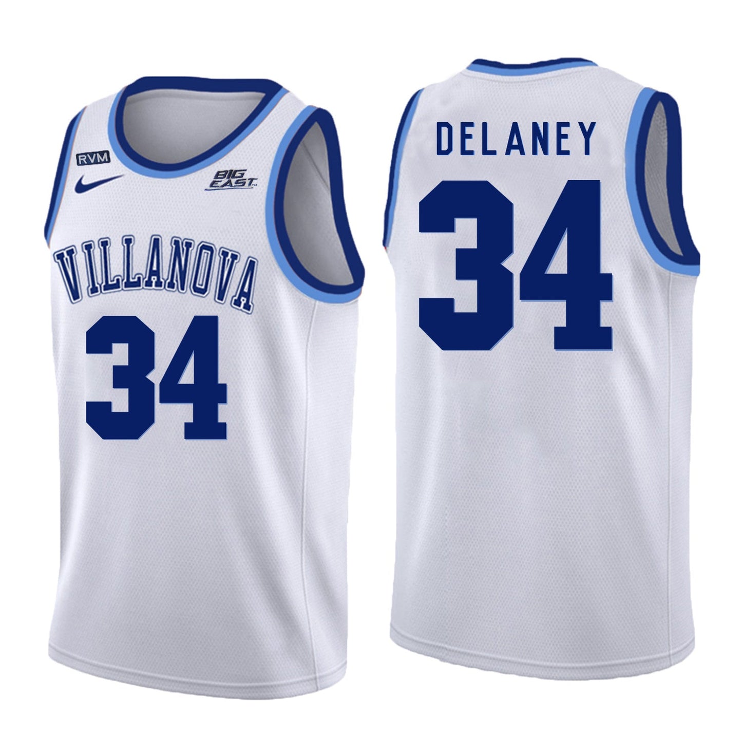 Villanova Wildcats Delaney 34 Crew Neck White College Football Jersey football jersey product view 1