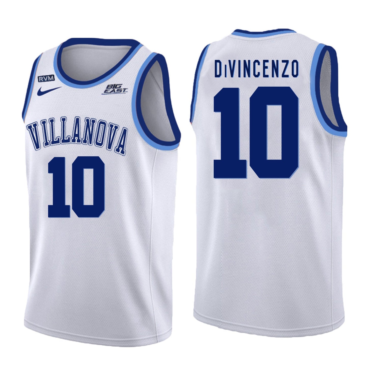 Villanova Wildcats DiVincenzo 10 Crew Neck White College Football Jersey football jersey product view 1