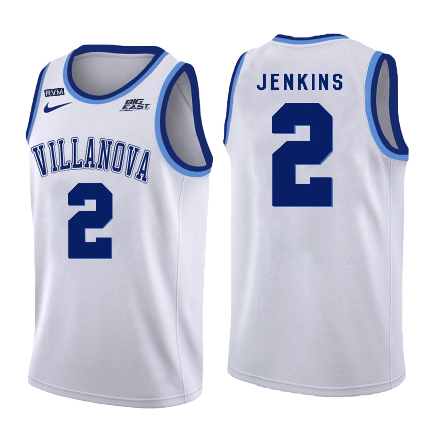 Villanova Wildcats Jenkins 2 Crew Neck White College Football Jersey football jersey product view 1