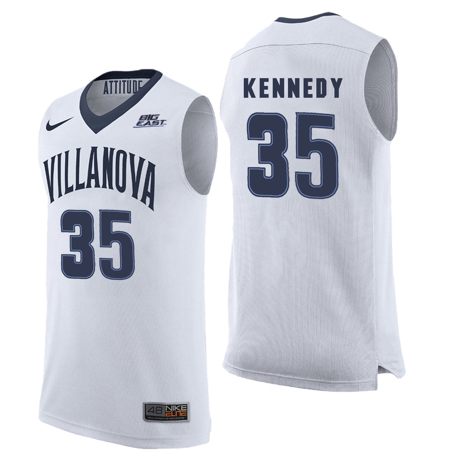 Villanova Wildcats Kennedy 35 White College Football Jersey football jersey product view 1