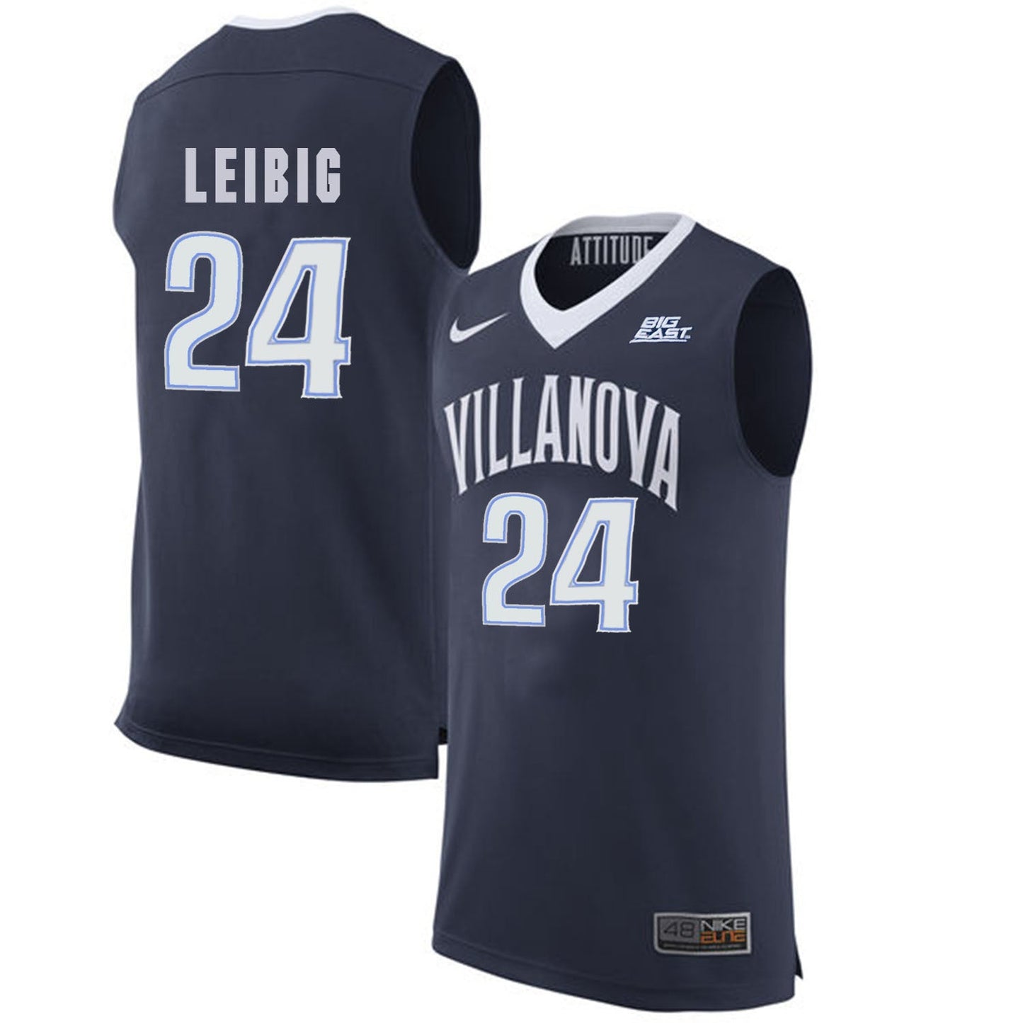 Villanova Wildcats Leibig 24 Navy College Football Jersey football jersey product view 1