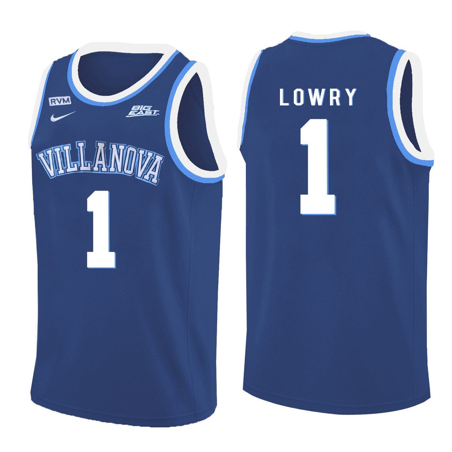 Villanova Wildcats Lowry 1 Crew Neck Navy College Football Jersey football jersey product view 1