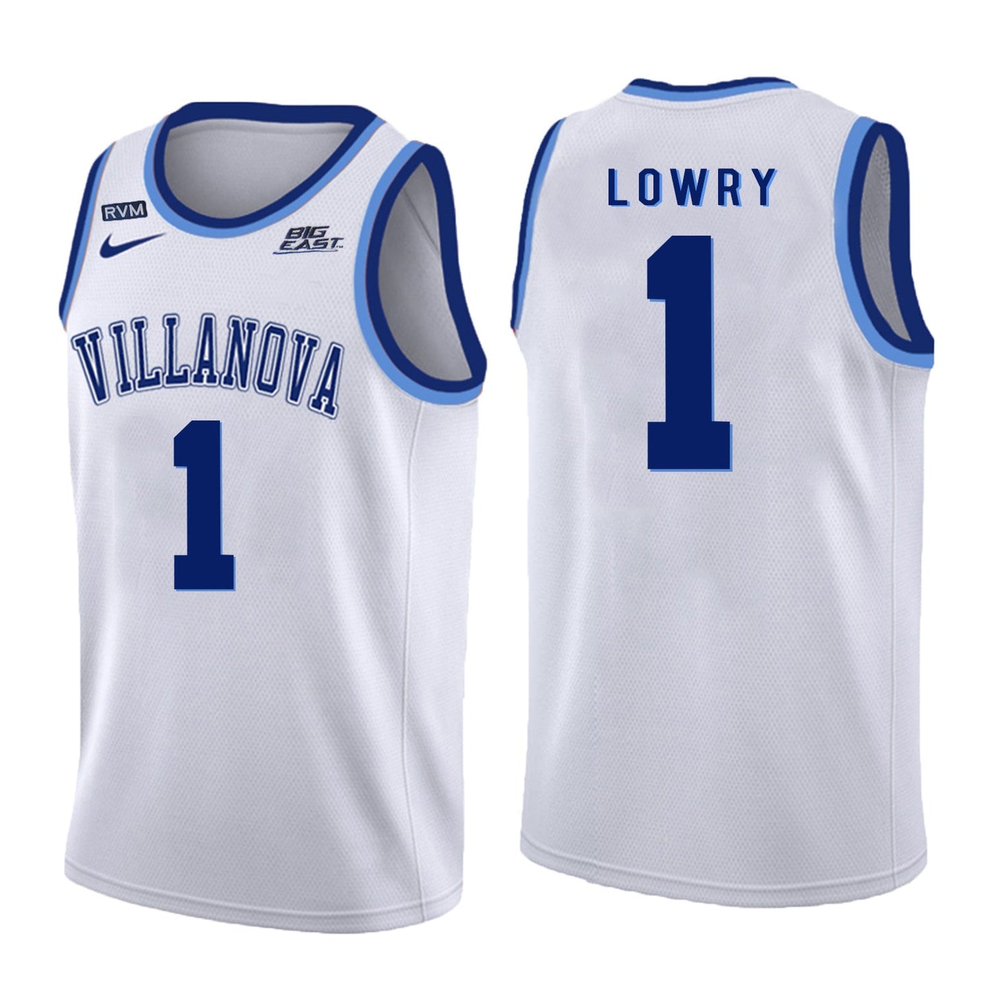 Villanova Wildcats Lowry 1 Crew Neck White College Football Jersey football jersey product view 1