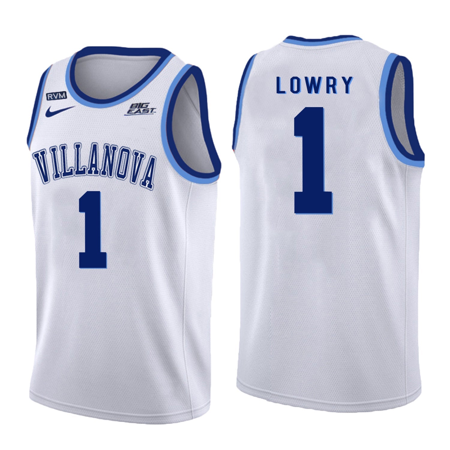 Villanova Wildcats Lowry 1 Crew Neck White College Football Jersey football jersey product view 1