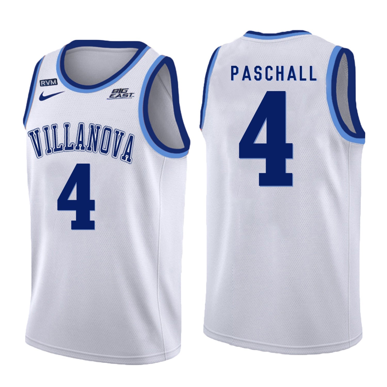 Villanova Wildcats Paschall 4 Crew Neck White College Football Jersey football jersey product view 1