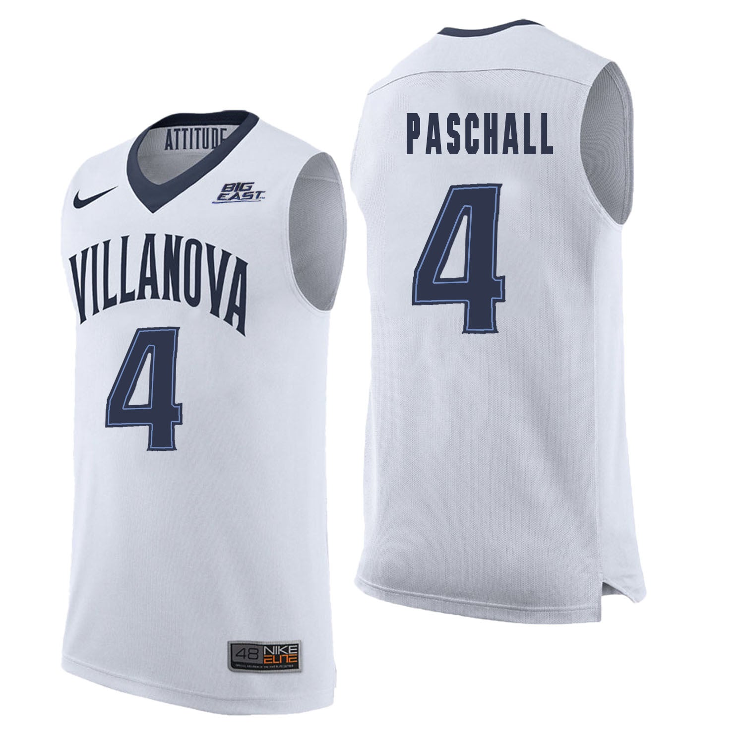 Villanova Wildcats Paschall 4 White College Football Jersey football jersey product view 1