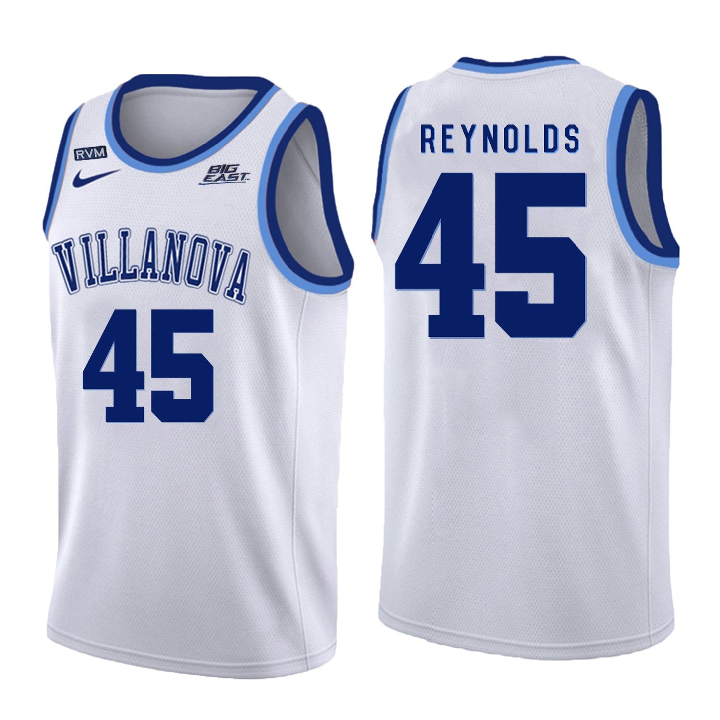 Villanova Wildcats Reynolds 45 Crew Neck White College Football Jersey football jersey product view 1
