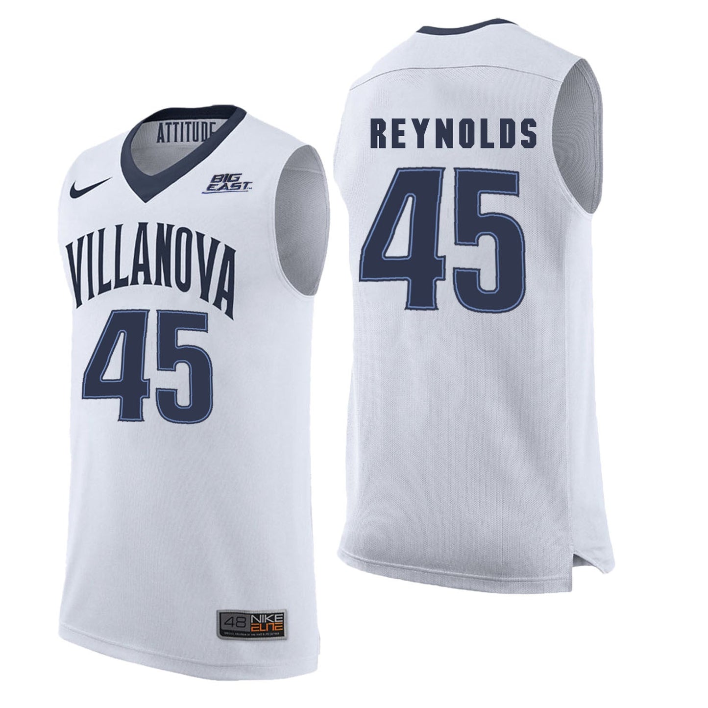 Villanova Wildcats Reynolds 45 White College Football Jersey football jersey product view 1