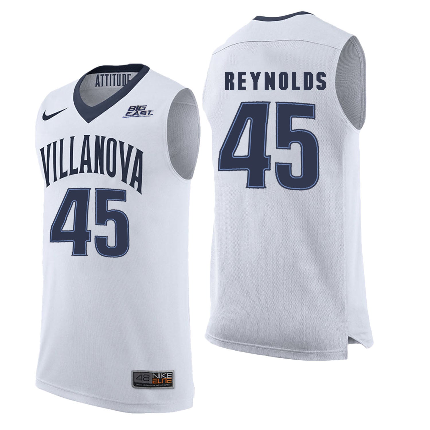 Villanova Wildcats Reynolds 45 White College Football Jersey football jersey product view 1