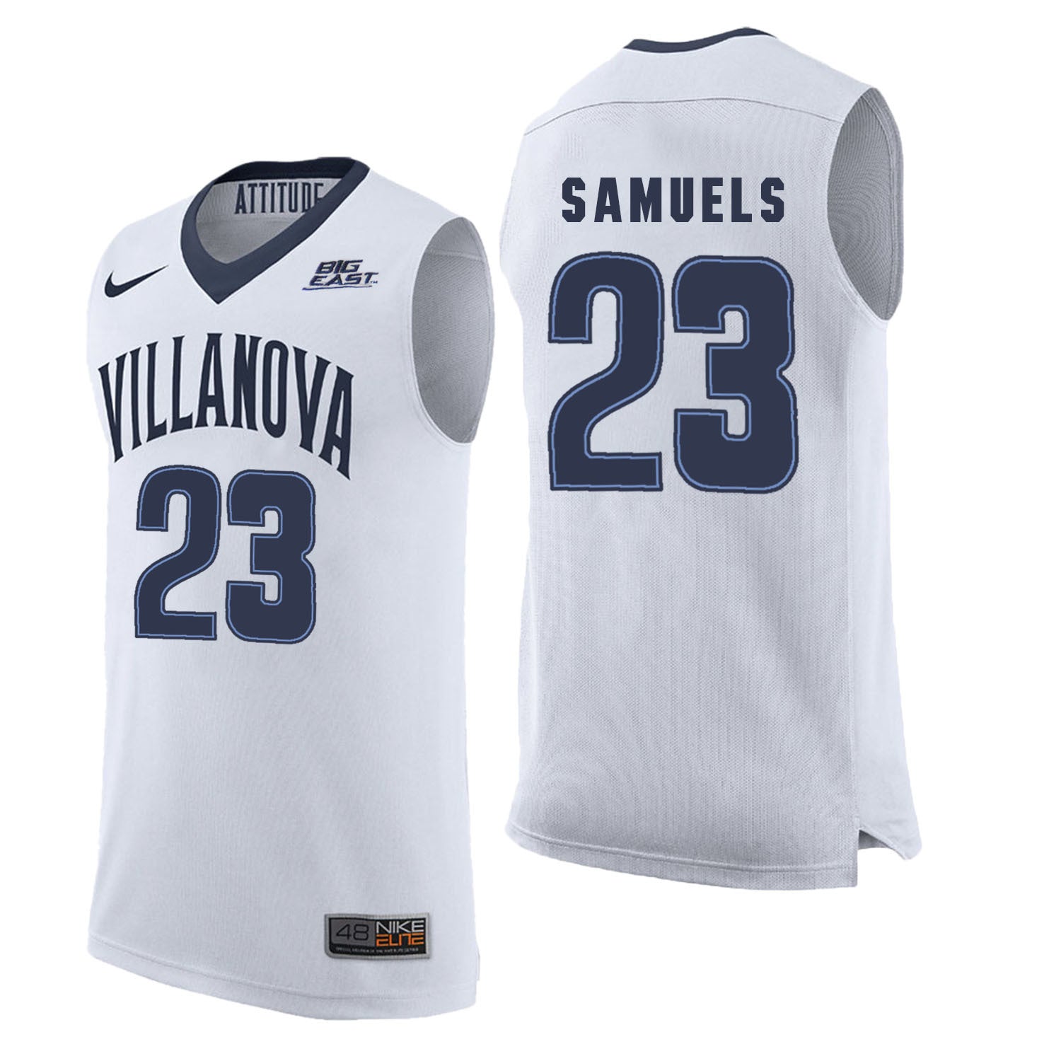 Villanova Wildcats Samuels 23 White College Football Jersey football jersey product view 1