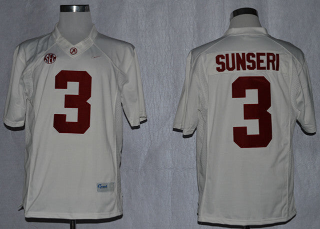 Vinnie Sunseri 3 White College Football Jersey football jersey product view 1