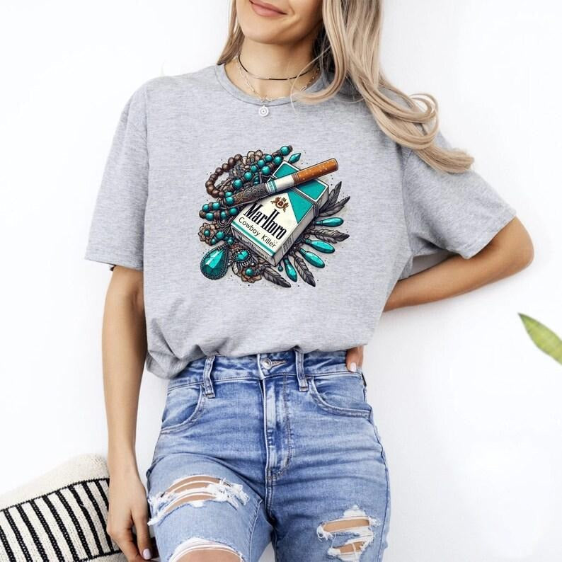 Vintage Marlboro Cowboy Wild West Country Music Boho - Adult & Kids T-Shirts, Sweatshirts & Hoodies apparel design preview 1