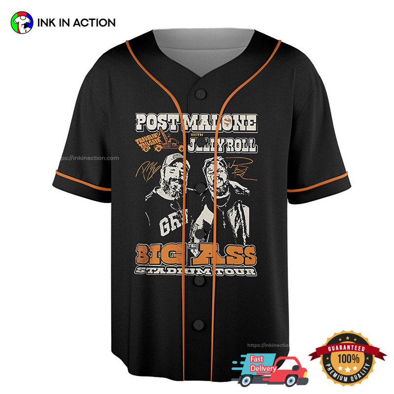 Vintage Post Malone Big Ass Stadium Tour Baseball Jersey baseball jersey product view 2