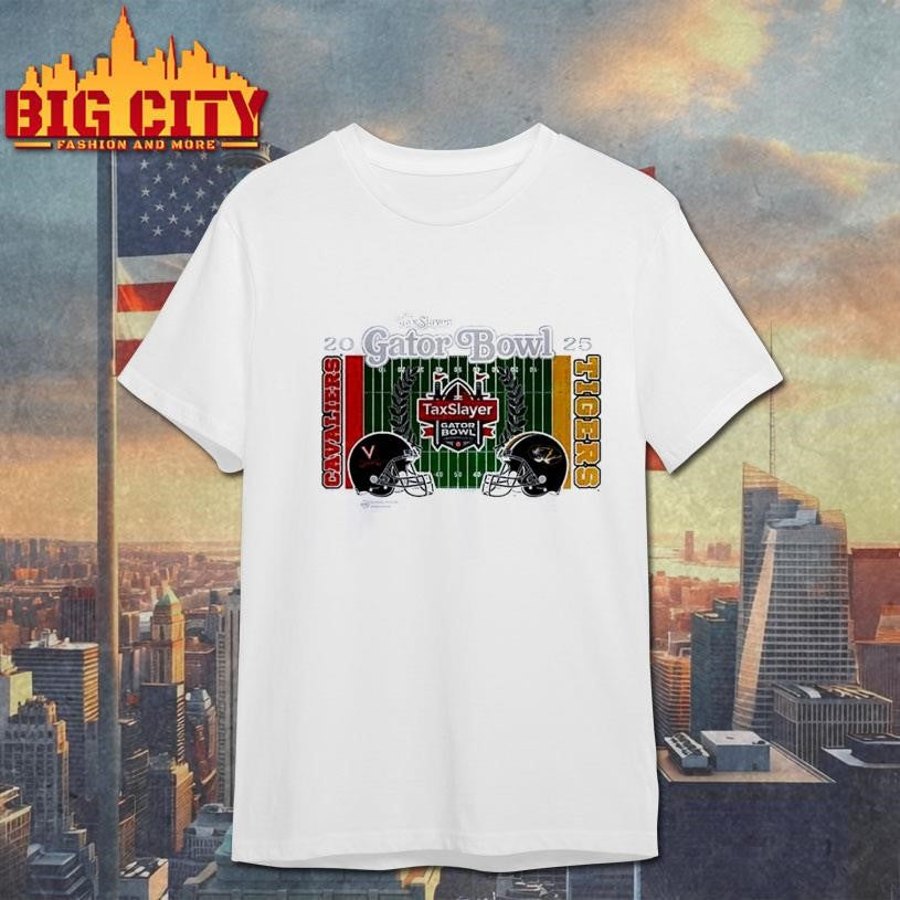 Virginia Cavaliers vs Missouri Tigers 2025 Taxslayer Gator Bowl 2 team helmet Shirt Unisex T-shirt, Sweatshirt, Hoodie, Long Sleeve Tee - T-Shirt, Sweatshirt, Hoodie