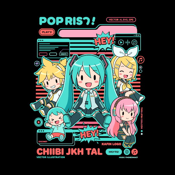 Vocaloid Chibi Party Unisex T-shirt, Sweatshirt, Hoodie, Long Sleeve Tee - T-Shirt, Sweatshirt, Hoodie