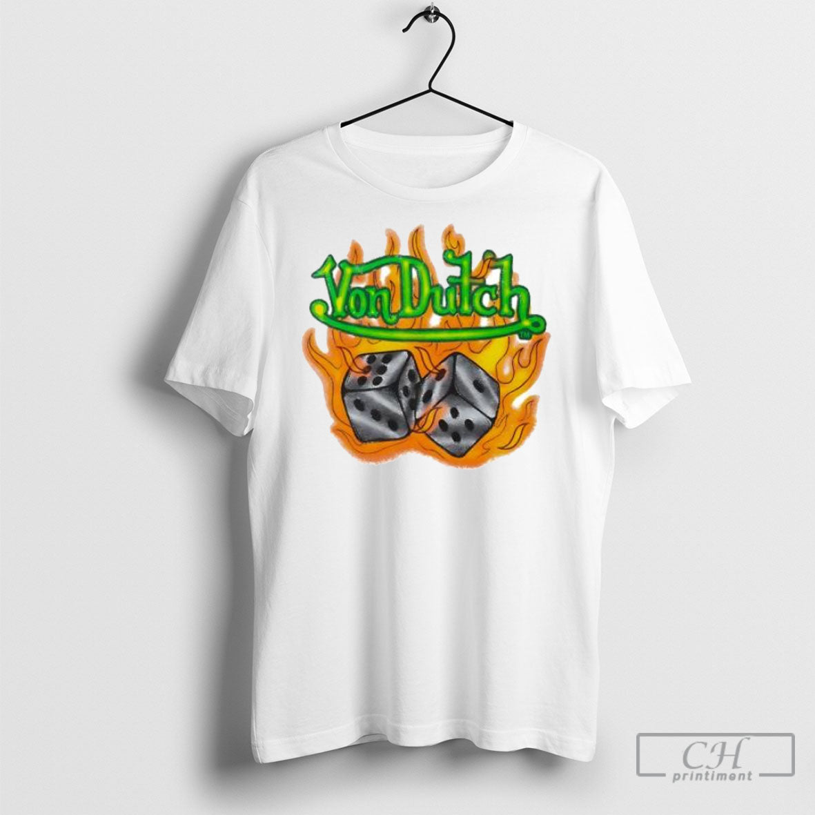 Von Dutch Dice Flames Y2k Style Aesthetic Graphic Shirt Tee Unisex T-shirt, Sweatshirt, Hoodie, Long Sleeve Tee - T-Shirt, Sweatshirt, Hoodie