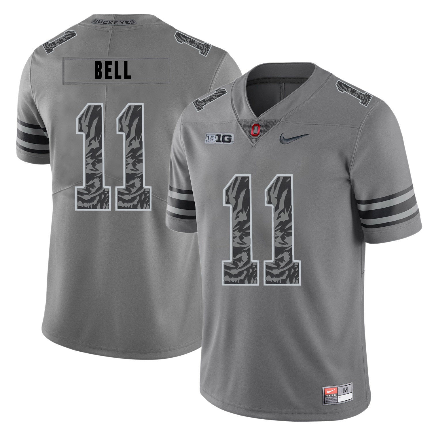 Vonn Bell 11 Pattern Dark Gray College Football Jersey football jersey product view 1