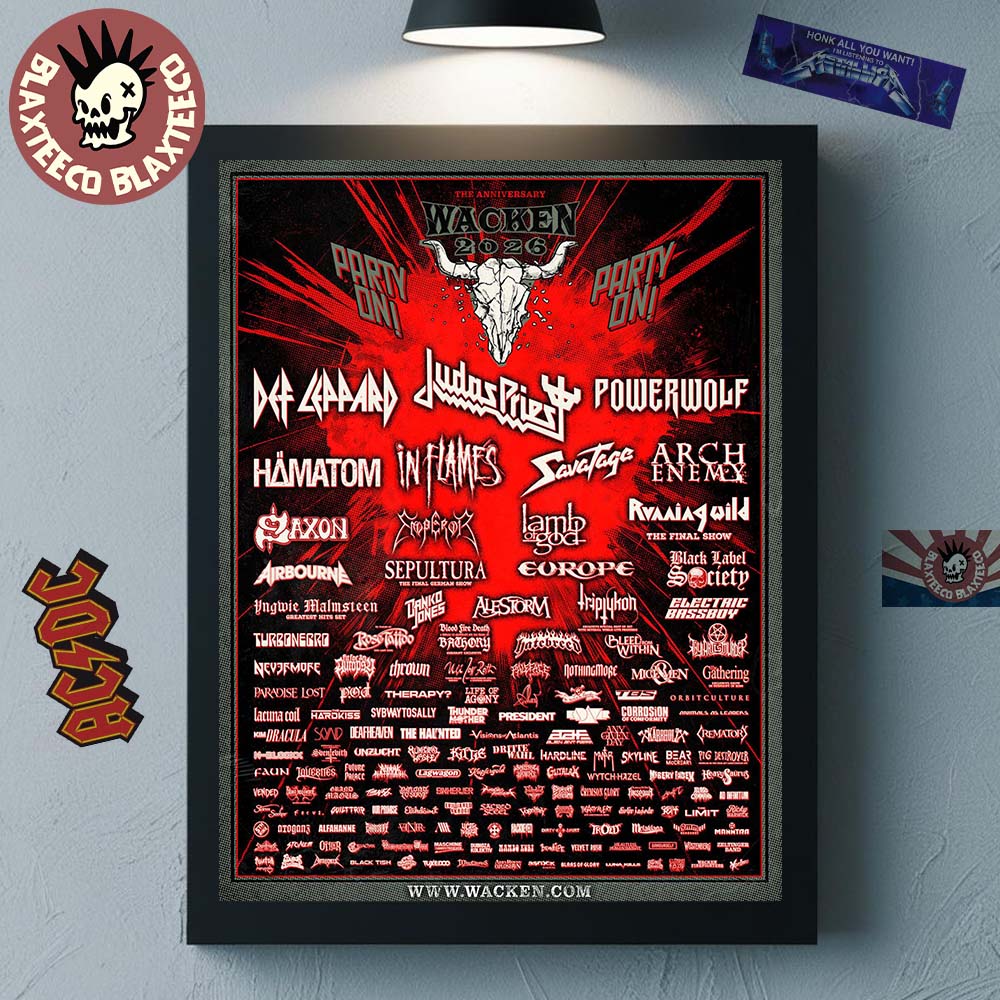 Wacken Open Air 2026 Festival The Anniversary Full Lineup In Wacken Germany From July 29 To August 1 2026 Poster Canvas - T-Shirt, Sweatshirt, Hoodie