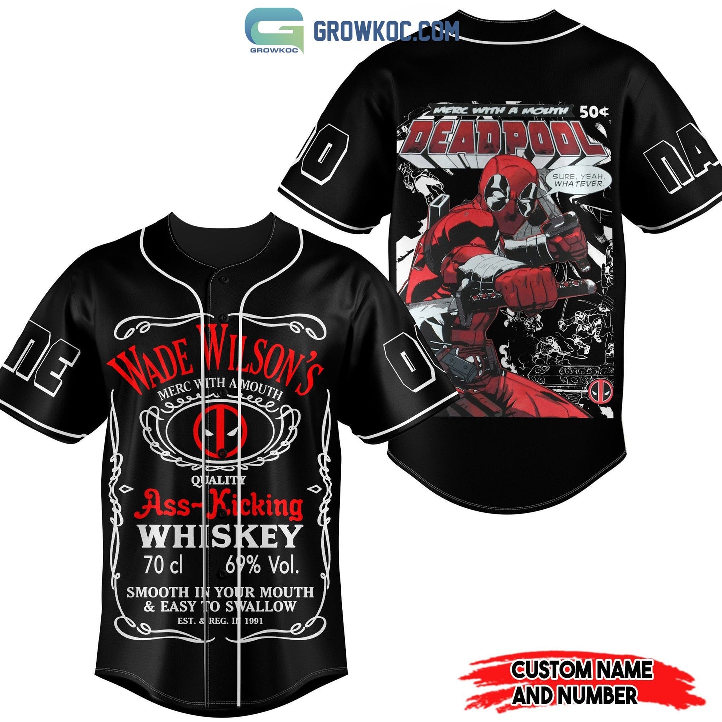 Wade Wilson’s Merc With A Mouth Deadpool Personalized Baseball Jersey baseball jersey product view 1