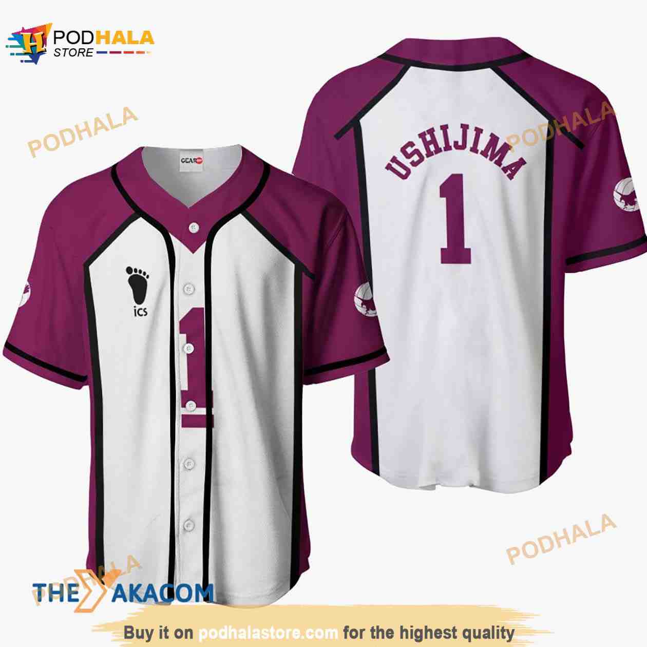 Wakatoshi Ushijima Haikyuu Anime 3D Baseball Jersey Shirt For Women Men baseball jersey product view 1